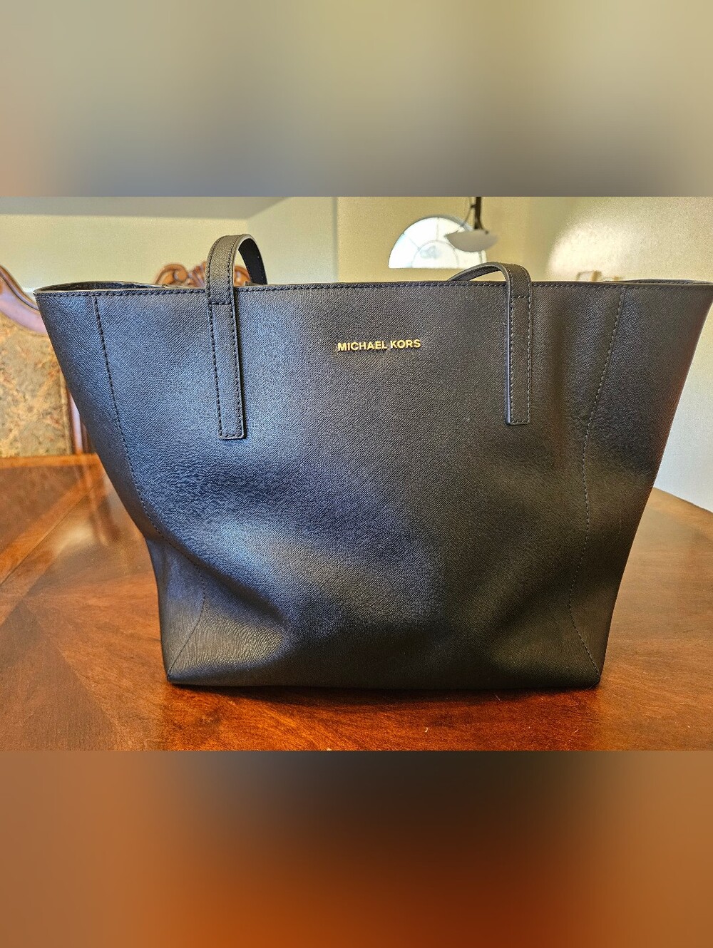 Michael Kors Rivington Large Saffiano Leather Tote Bag - Black (38S8GR6T3L)